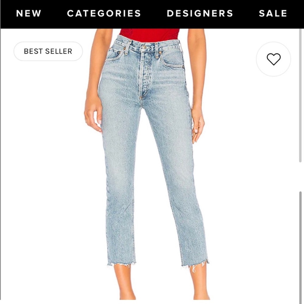 Aritzia Agolde Riley High Rise Straight Crop in Zephyr Size 24